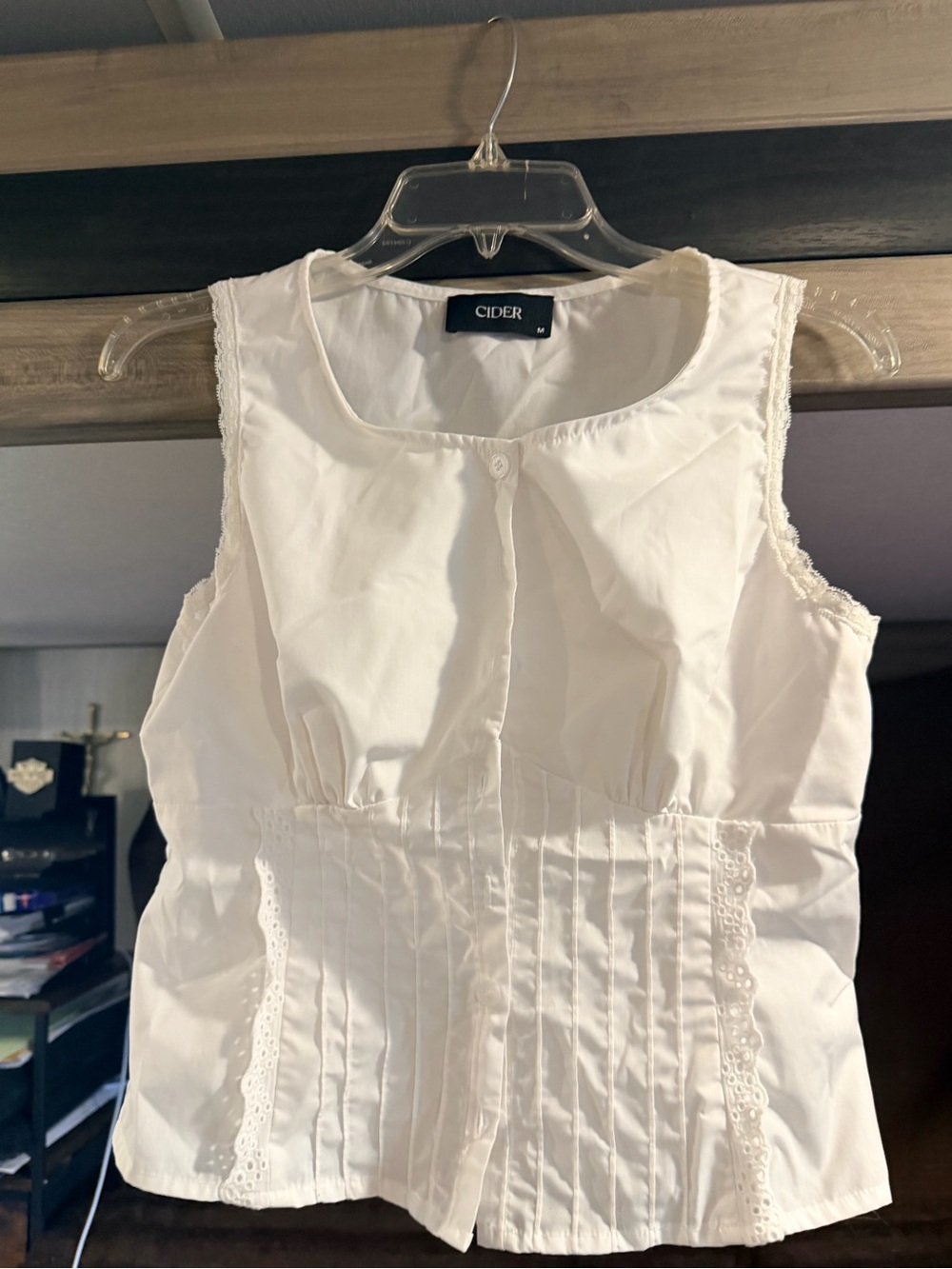 CIDER White Blouse with Black Brand Tag
